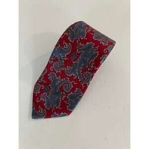 Hennessy Couture Paris Men's Silk Neck Tie Red Blue Paisley JL